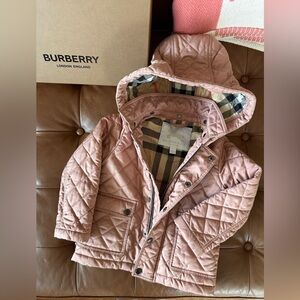 Burberry Pink Quilted Jacket with Hood